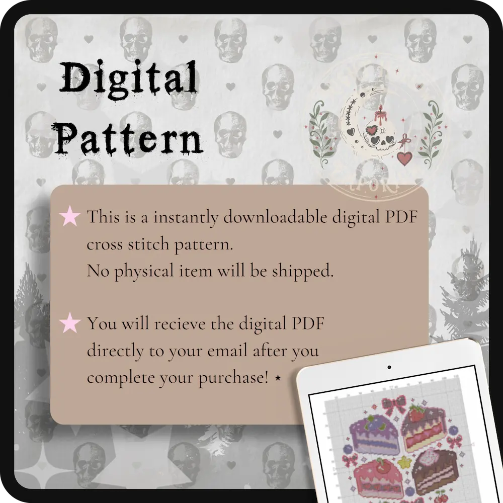 Kawaii Cake Slices | Dessert Cross Stitch Pattern | Cake Bakery Embroidery | PDF ( Instant Download)
