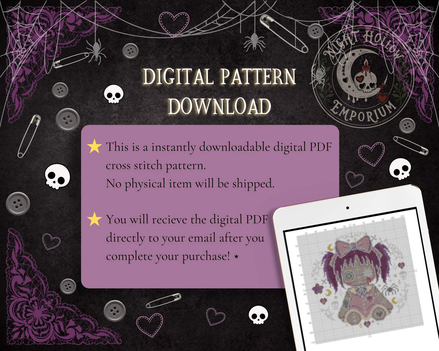 Rot Heart Dolly Cross Stitch Pattern PDF