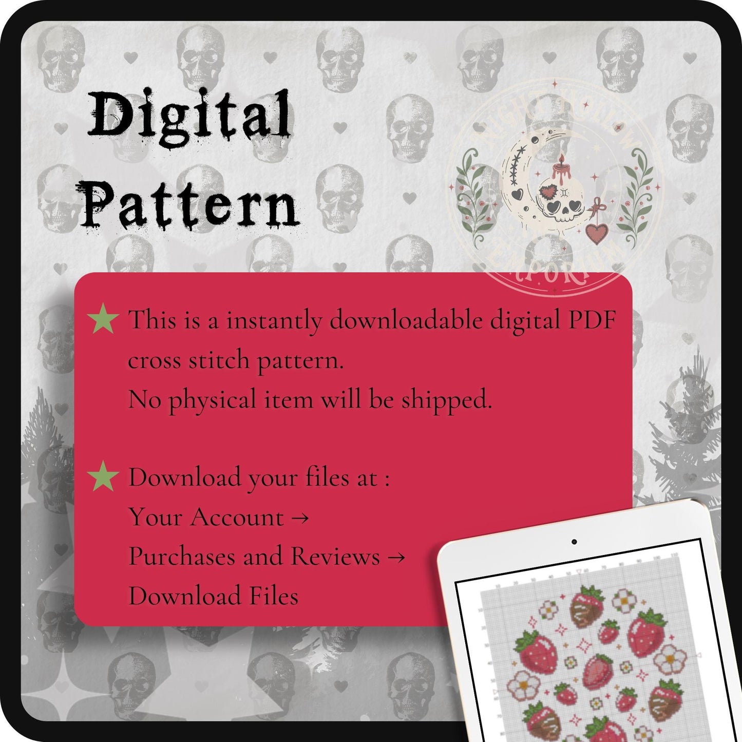 Strawberry Sweetheart | Strawberry Cross Stitch Pattern | Kawaii Fruit Embroidery | PDF (Instant Download)