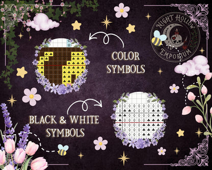 Moon Petal Meadow Cross Stitch Pattern PDF