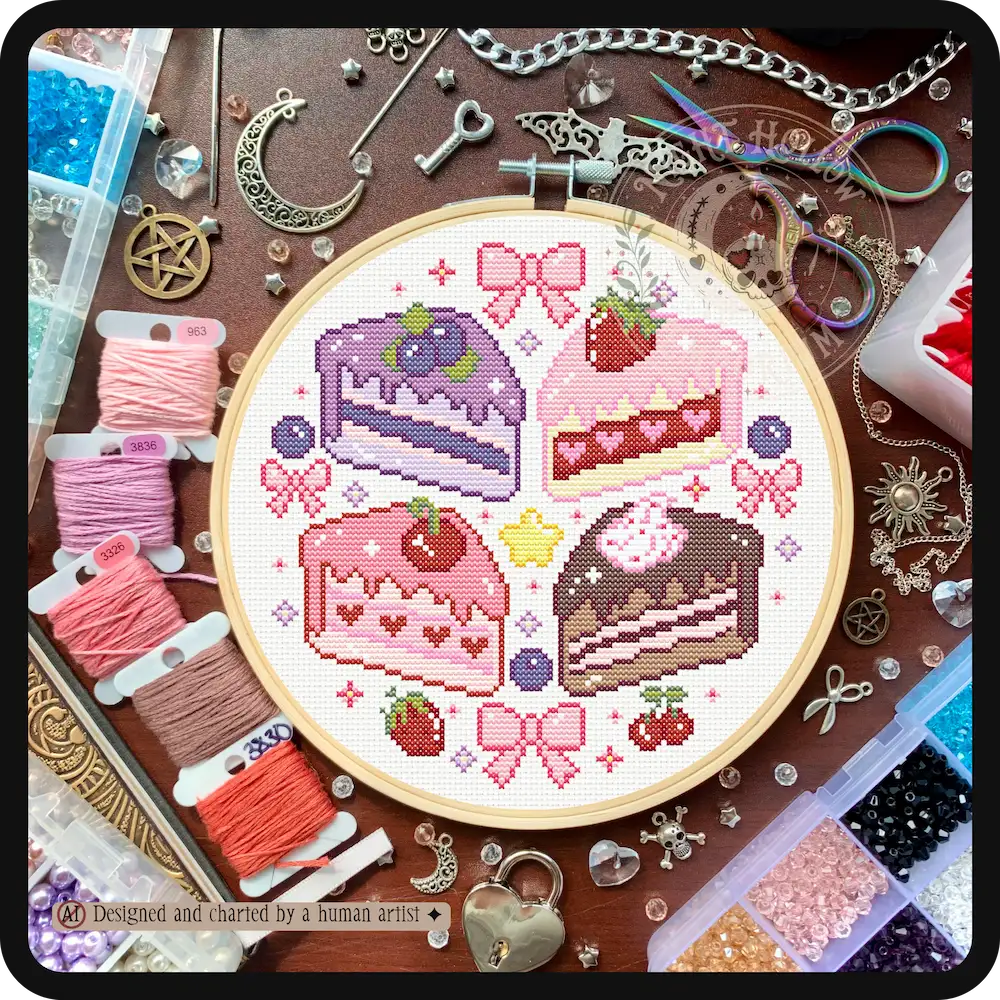 Kawaii Cake Slices | Dessert Cross Stitch Pattern | Cake Bakery Embroidery | PDF ( Instant Download)