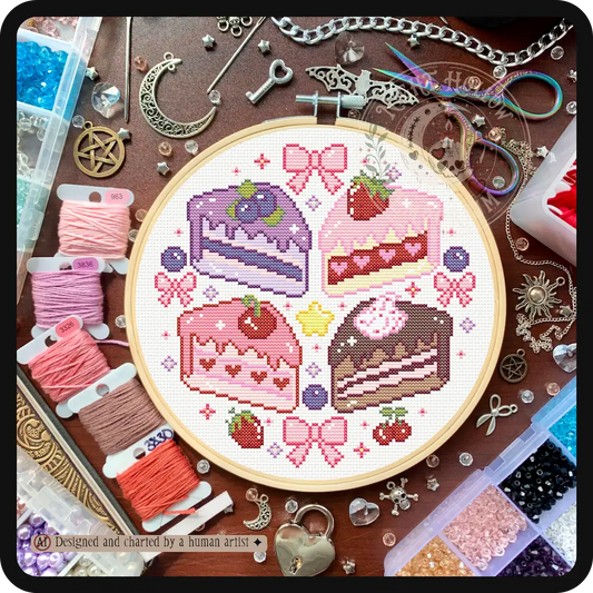 Kawaii Cake Slices | Dessert Cross Stitch Pattern | Cake Bakery Embroidery | PDF ( Instant Download)
