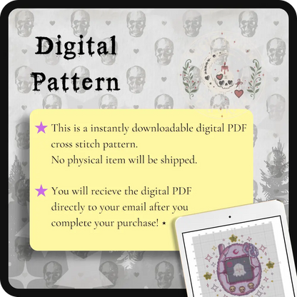 Lost Soul Tamagotchi | Gothic VirtualPet Cross Stitch Pattern | Kawaii Horror Embroidery | PDF (Instant Download)