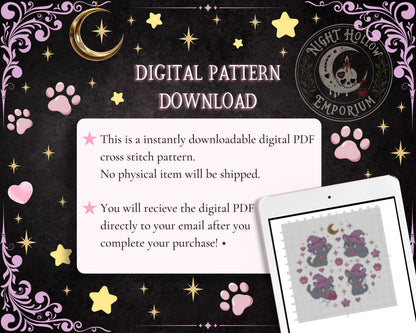 Witchy Kitty Cross Stitch Pattern PDF