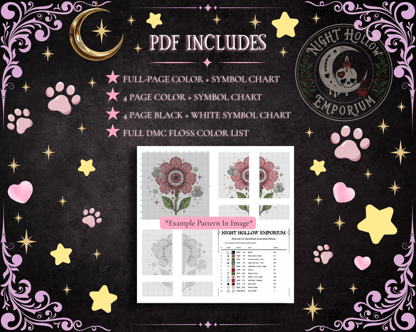 Witchy Kitty Cross Stitch Pattern PDF