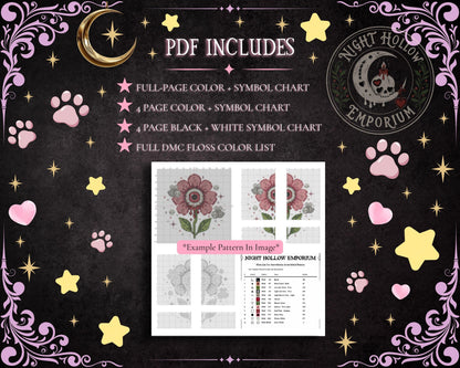 Witchy Kitty Cross Stitch Pattern PDF