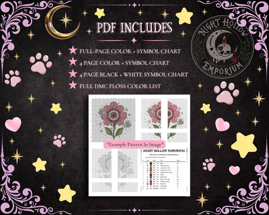 Witchy Kitty Cross Stitch Pattern PDF