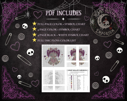 Rot Heart Dolly Cross Stitch Pattern PDF