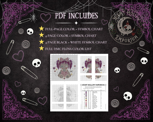 Rot Heart Dolly Cross Stitch Pattern PDF