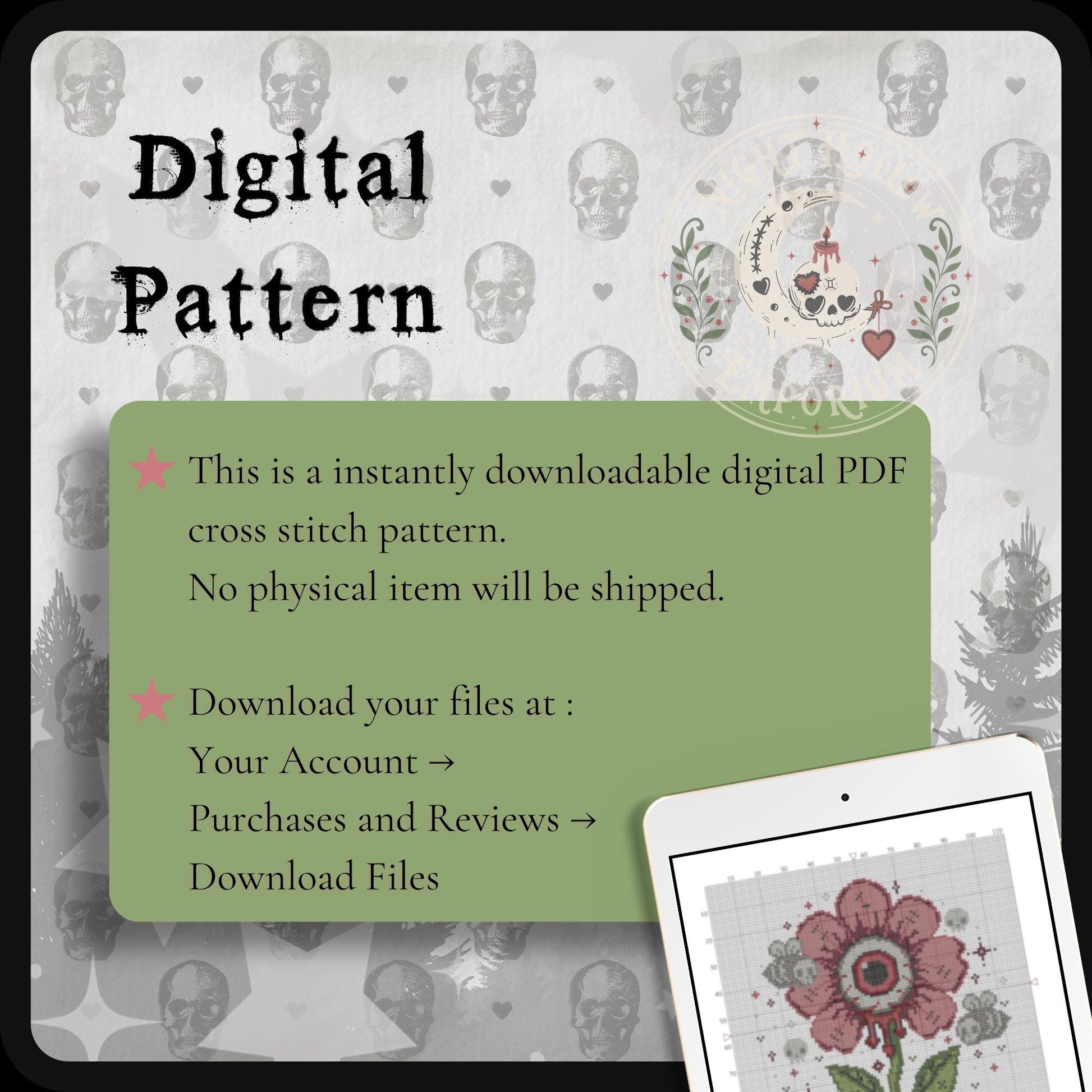 Gravebloom Cross Stitch Pattern PDF