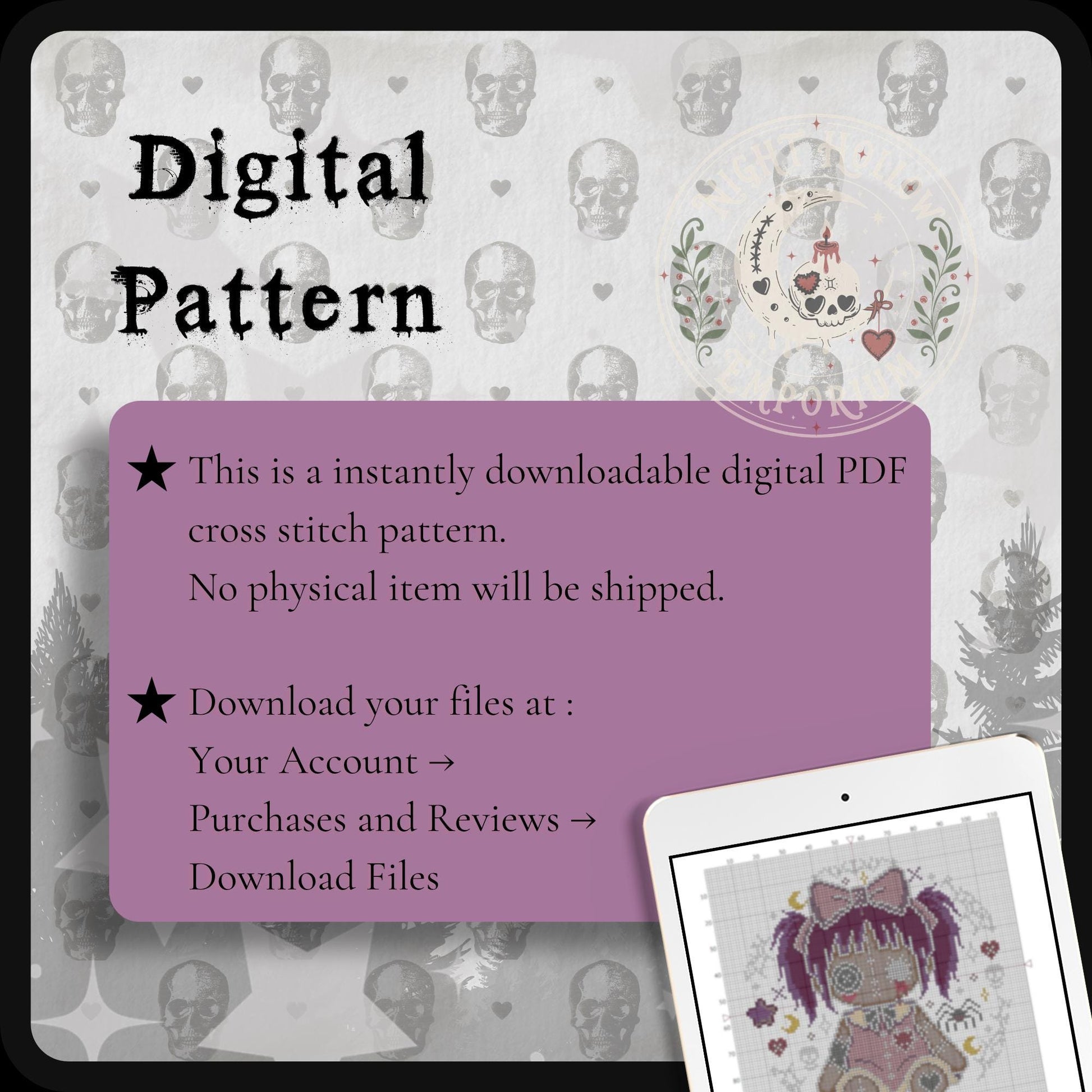 Rot Heart Dolly Cross Stitch Pattern PDF