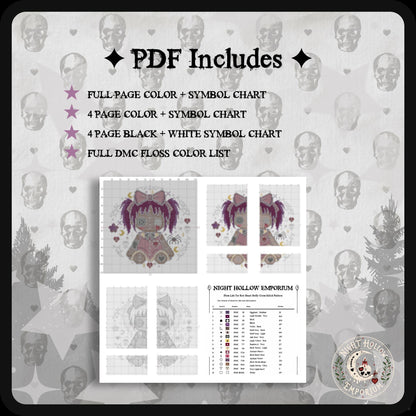 Rot Heart Dolly Cross Stitch Pattern PDF
