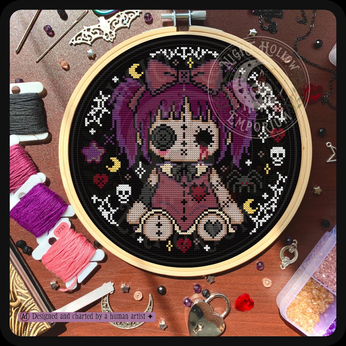 Rot Heart Dolly Cross Stitch Pattern PDF