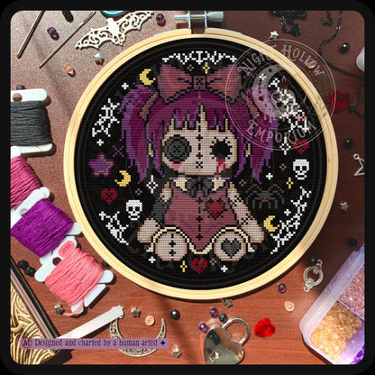 Rot Heart Dolly Cross Stitch Pattern PDF