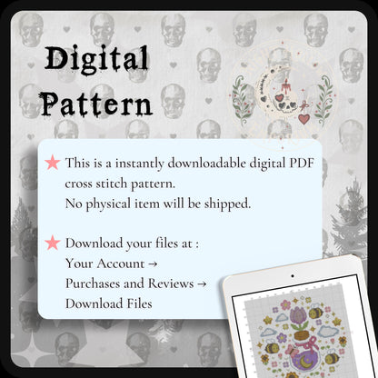 Moon Petal Meadow Cross Stitch Pattern PDF