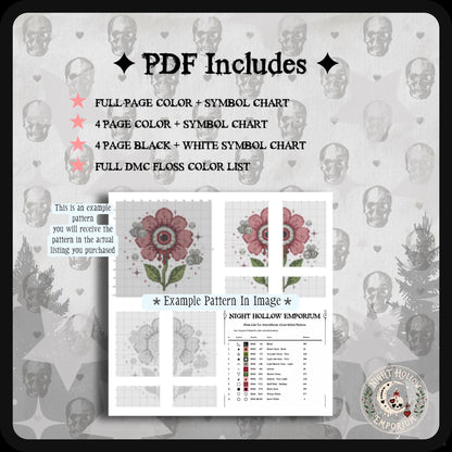 Moon Petal Meadow Cross Stitch Pattern PDF