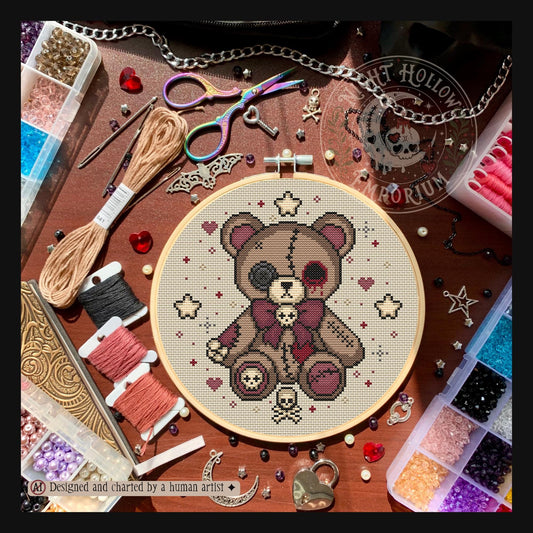Gloomberry Bear & Starberry Bear Cross Stitch Pattern PDF | NIGHT HOLLOW STITCHLINGS COLLECTION