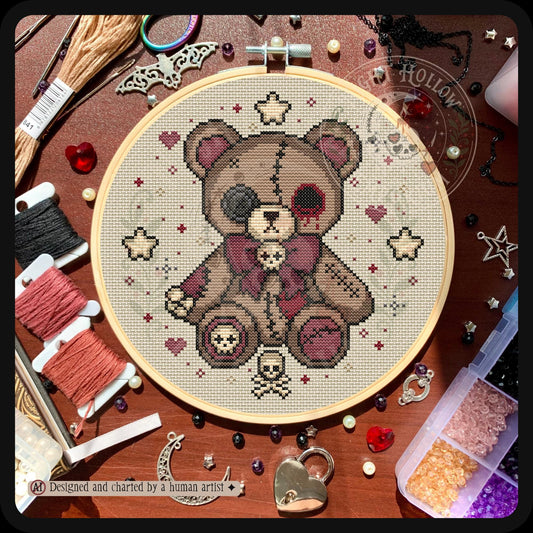 Gloomberry Bear & Starberry Bear Cross Stitch Pattern PDF | NIGHT HOLLOW STITCHLINGS COLLECTION