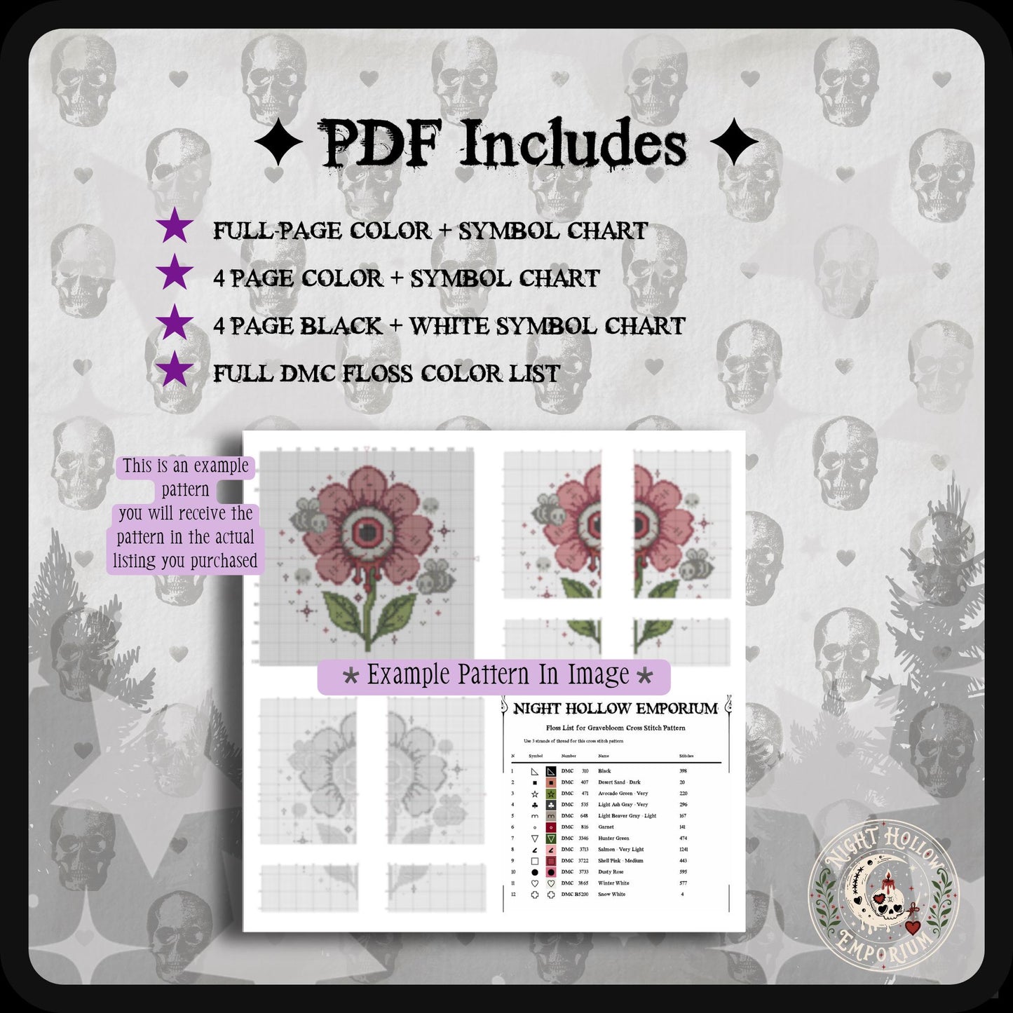 Dusk Wool & Moonmallow Lamb Cross Stitch Pattern PDF | NIGHT HOLLOW STITCHLINGS COLLECTION