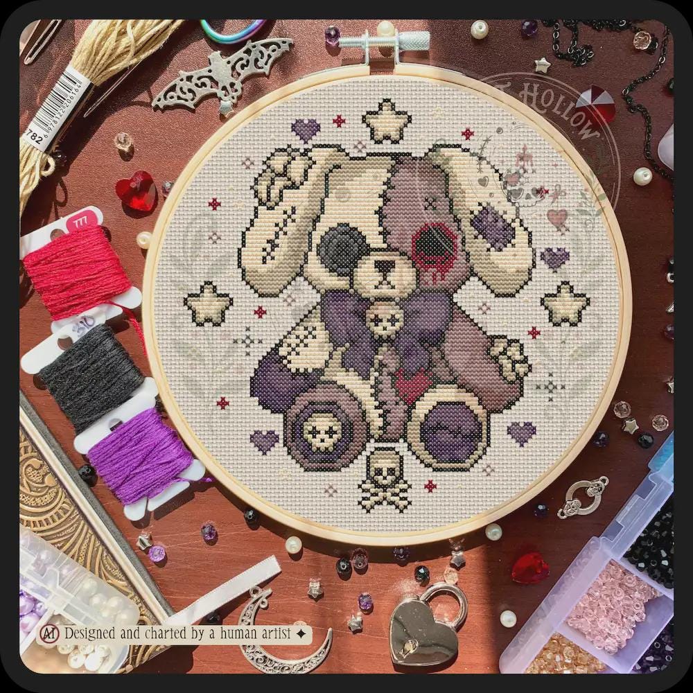 Patch Paw & Cotton Paw Puppy Cross Stitch Pattern PDF | NIGHT HOLLOW STITCHLINGS COLLECTION