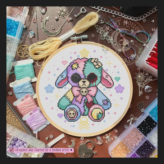 Moonmallow Lamb | GothicKawaii Plush Animal Cross Stitch Pattern | Macabre Lamb Embroidery | PDF (Instant Download)