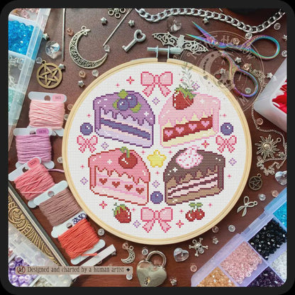 Kawaii Cake Slices | Dessert Cross Stitch Pattern | Cake Bakery Embroidery | PDF ( Instant Download)