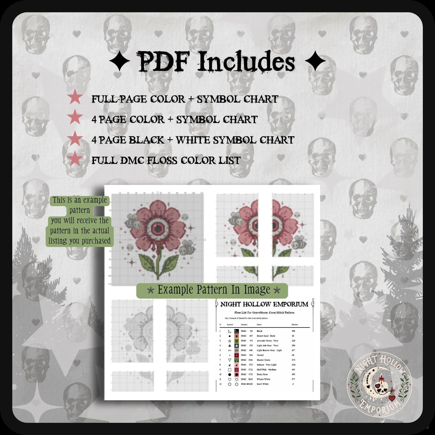 Gravebloom Cross Stitch Pattern PDF
