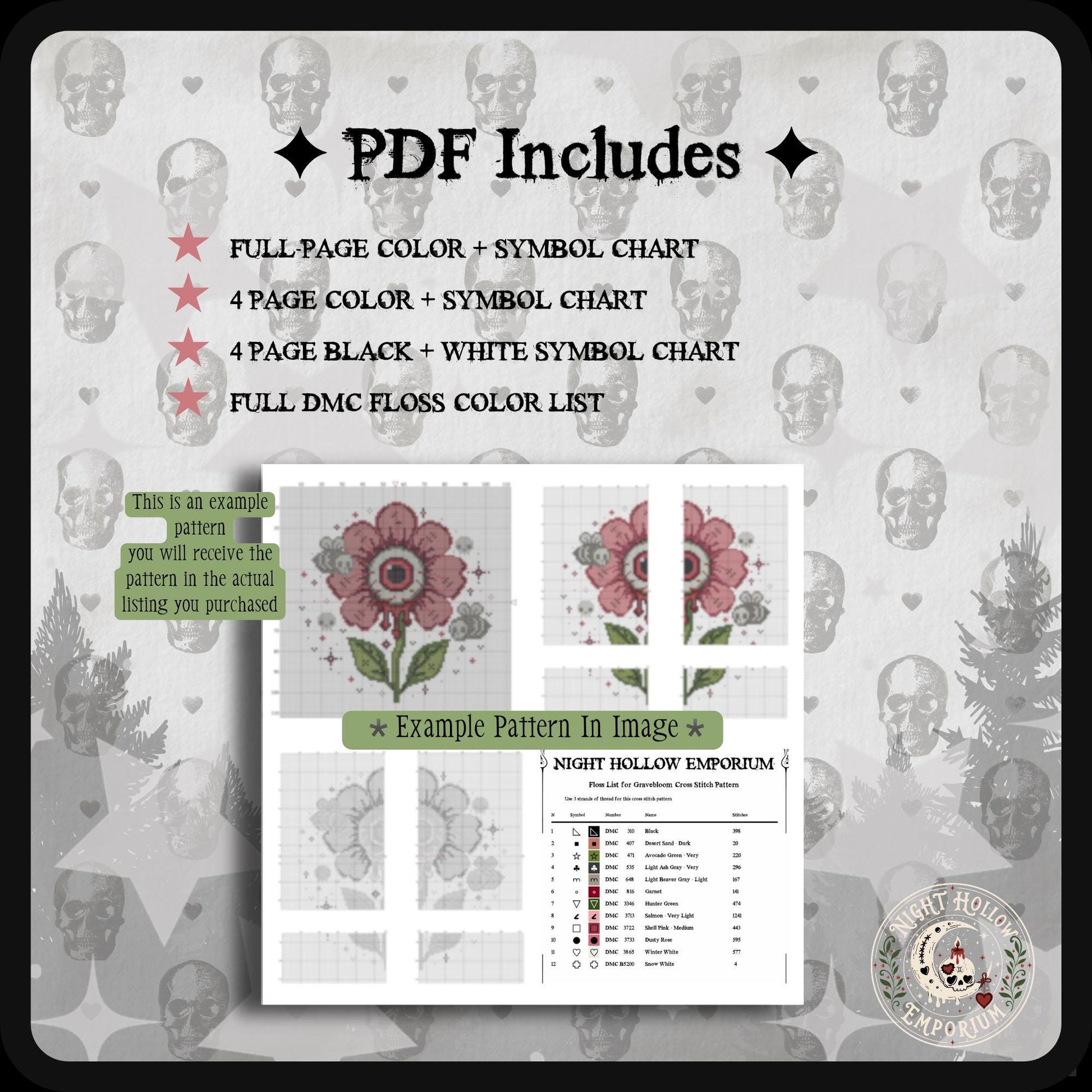 Gravebloom Cross Stitch Pattern PDF