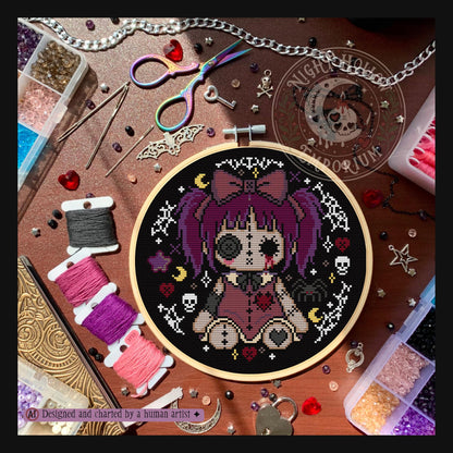 Rot Heart Dolly Cross Stitch Pattern PDF