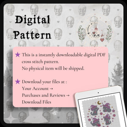 Witchy Kitty Cross Stitch Pattern PDF