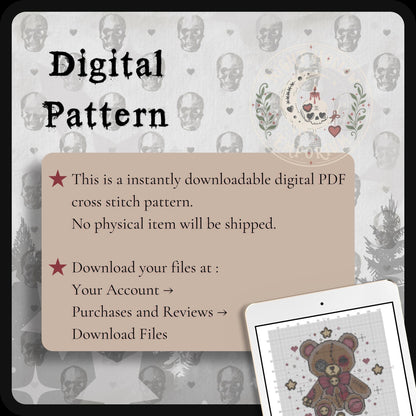 Gloomberry Bear & Starberry Bear Cross Stitch Pattern PDF | NIGHT HOLLOW STITCHLINGS COLLECTION