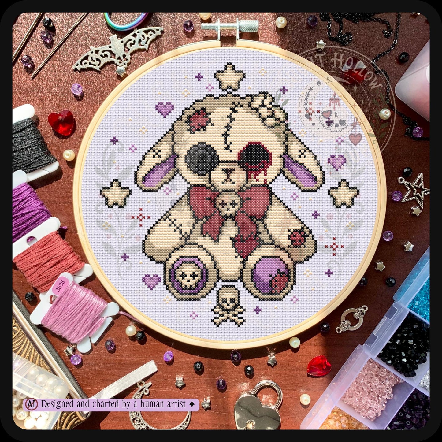 Dusk Wool & Moonmallow Lamb Cross Stitch Pattern PDF | NIGHT HOLLOW STITCHLINGS COLLECTION