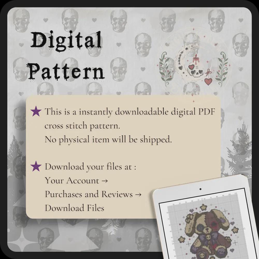 Patch Paw & Cotton Paw Puppy Cross Stitch Pattern PDF | NIGHT HOLLOW STITCHLINGS COLLECTION