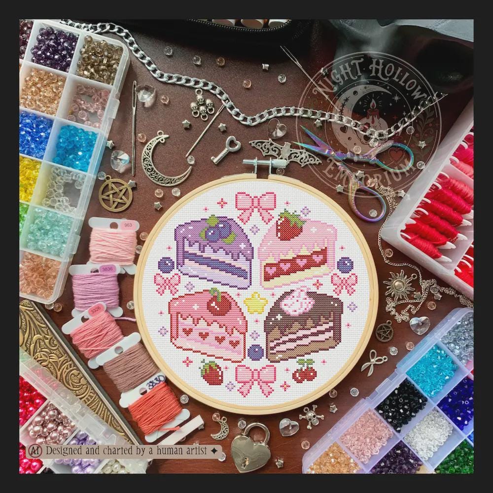 Kawaii Cake Slices | Dessert Cross Stitch Pattern | Cake Bakery Embroidery | PDF ( Instant Download)