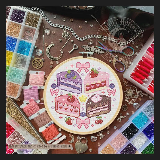 Kawaii Cake Slices | Dessert Cross Stitch Pattern | Cake Bakery Embroidery | PDF ( Instant Download)